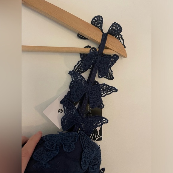 AO YAN Navy Lace Butterfly Corset Formal Prom Dress size S* NWT - Picture 4 of 13